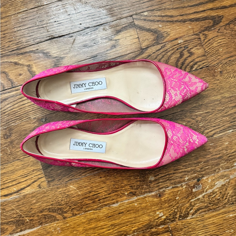 Pink Lace Jimmy Choo Ballet Flats